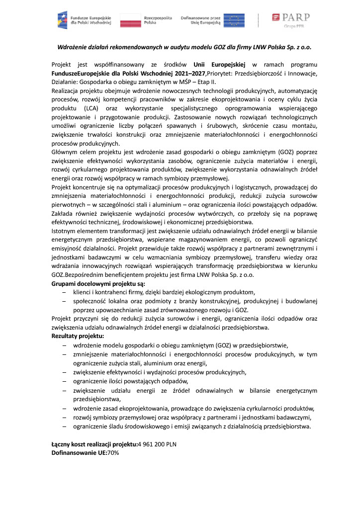 LNW Polska - LNW dofinansowanie 2